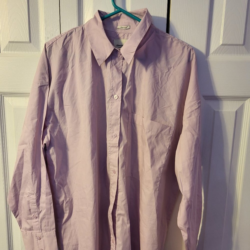 NWT: Abercrombie Fitch Shirt Men's Button Up Cotton Dress Shirt: Large Pink